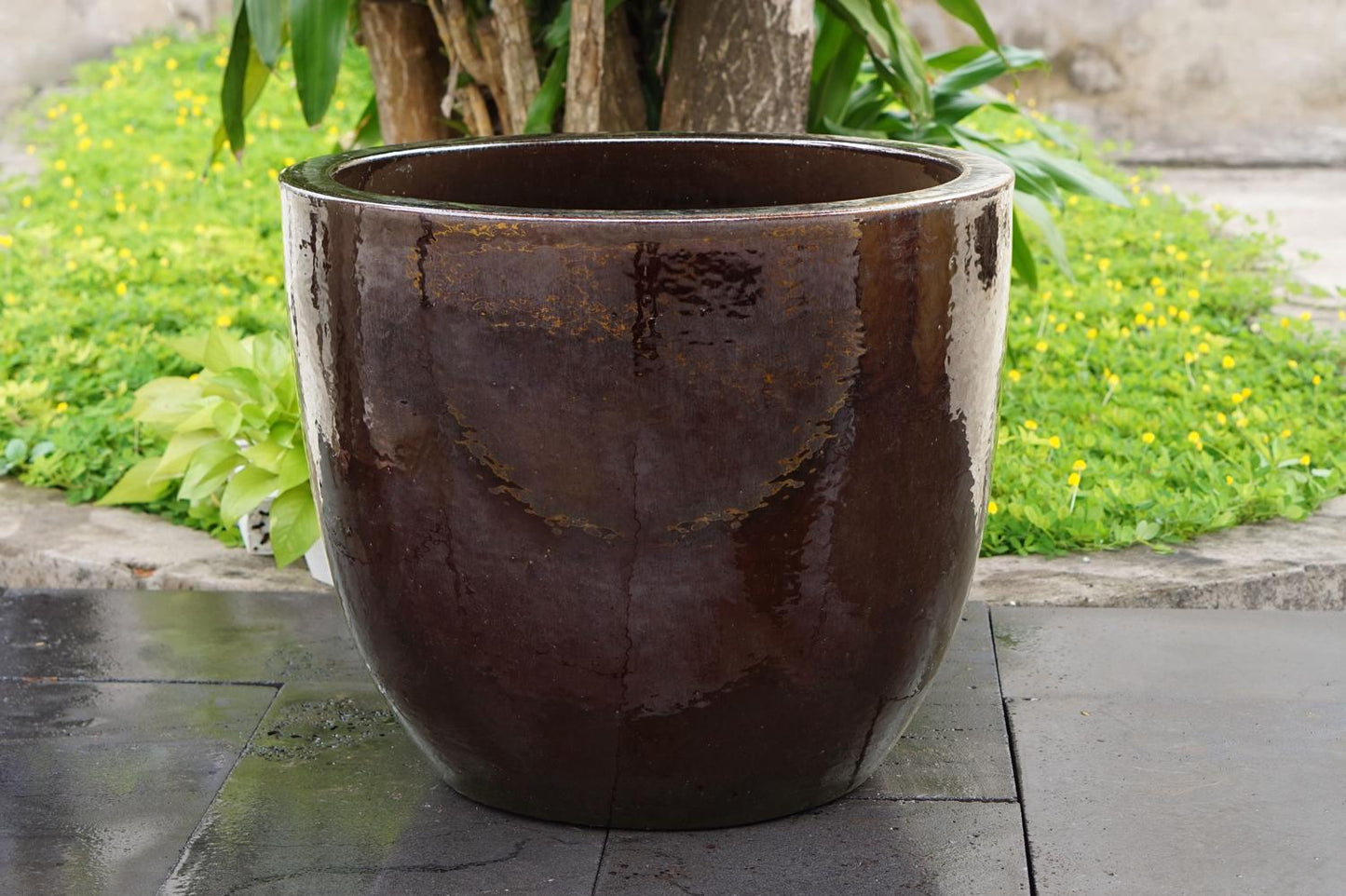 GLAZED EGG POT PLANTER – BROWN