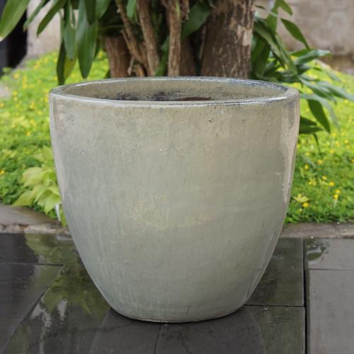 GLAZED EGG POT PLANTER – OLIVE GREEN