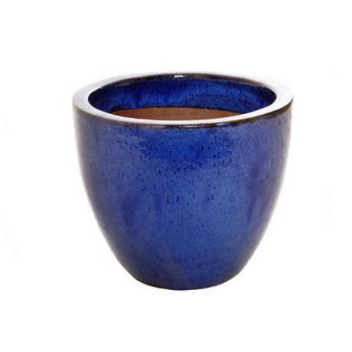 GLAZED EGG POT PLANTER – BLUE