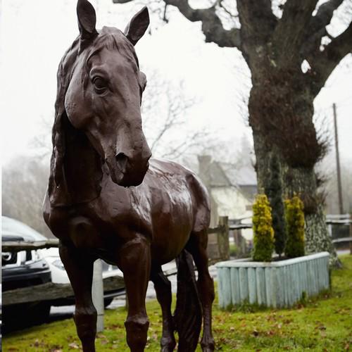 CAST IRON LIFESIZE PROUD HORSE STATUE