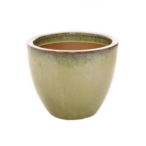 GLAZED EGG POT PLANTER – OLIVE GREEN