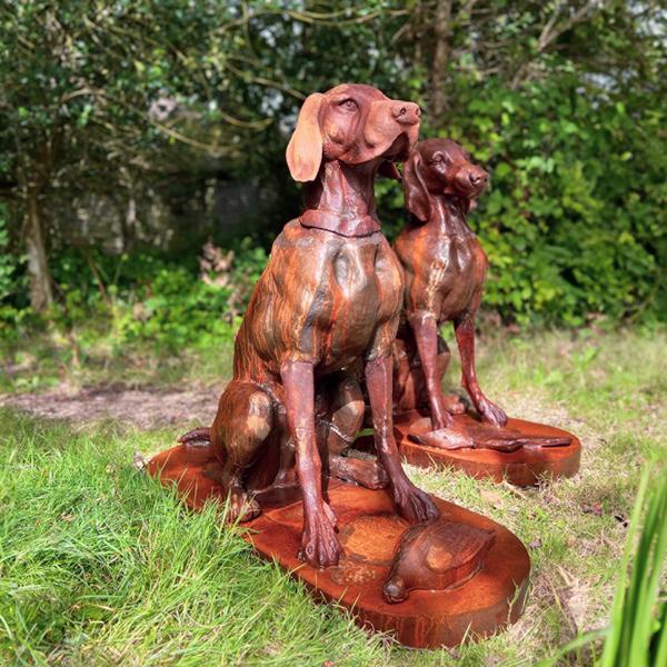 CAST IRON DEVOTED DOGS – PAIR STATUE