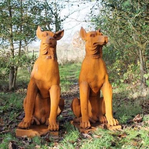 CAST IRON WELCOME DOGS STATUE