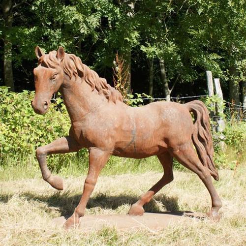 CAST IRON LARGE TROTTING HORSE STATUE