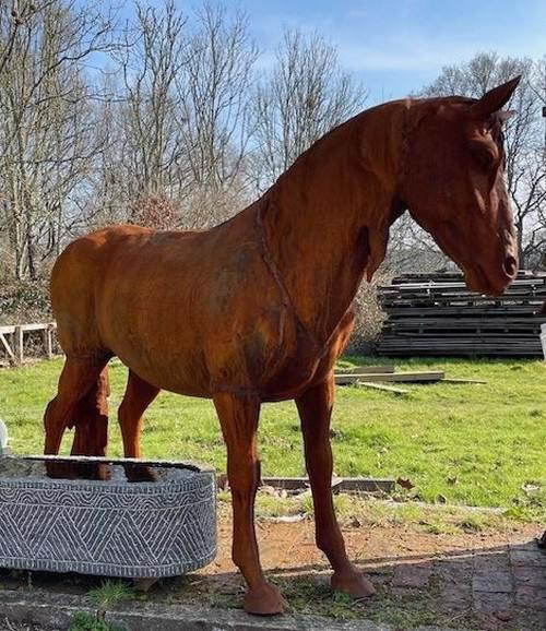 CAST IRON LIFESIZE PROUD HORSE STATUE