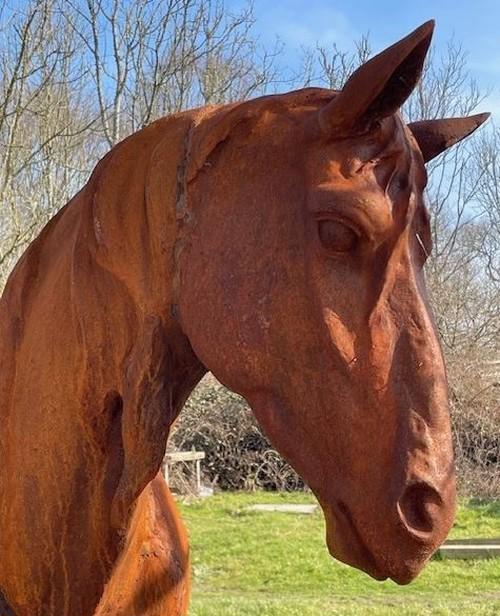 CAST IRON LIFESIZE PROUD HORSE STATUE