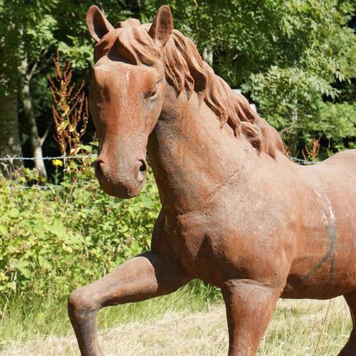 CAST IRON LARGE TROTTING HORSE STATUE