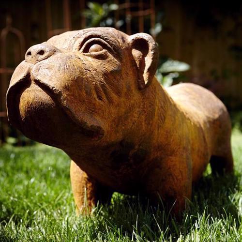 CAST IRON BULLDOG STATUE